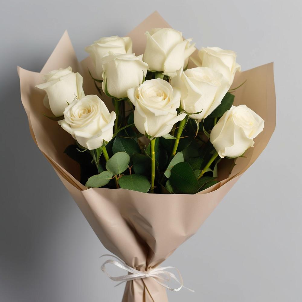 Букет 9 Белых роз Эдлесс Лав в Михайловке Иркутской области