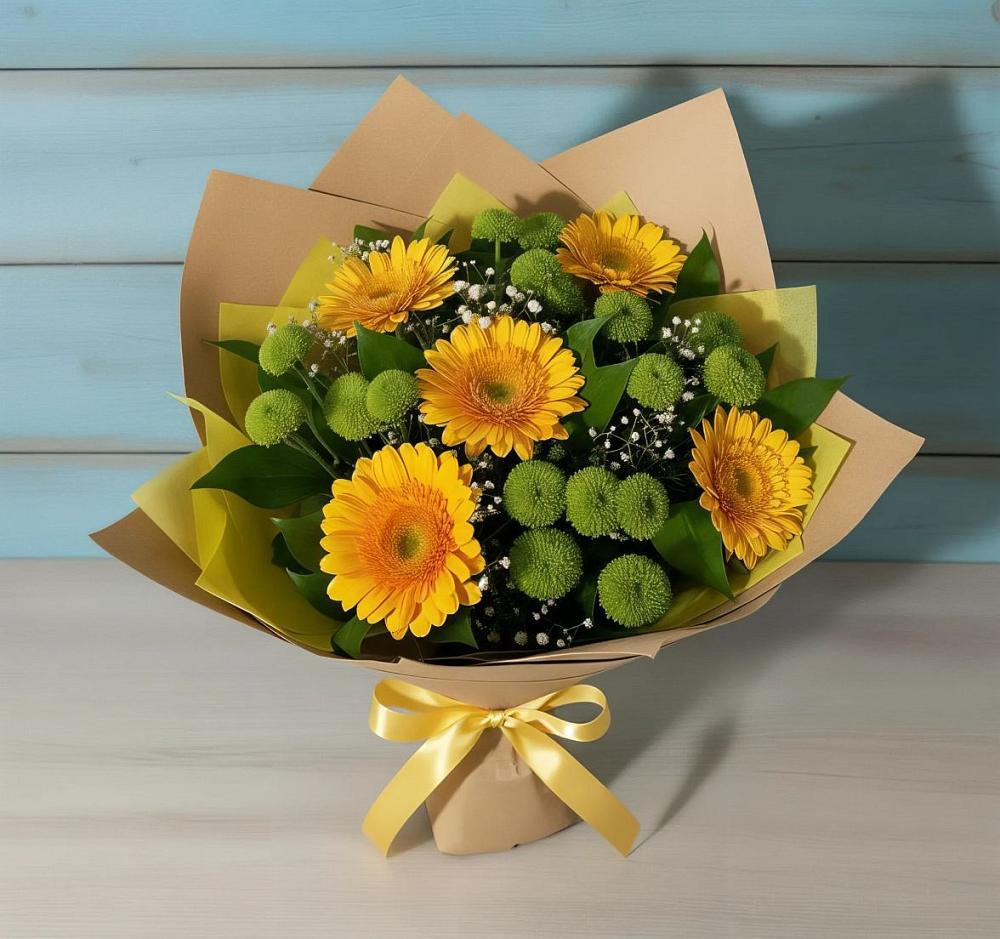 Букет цветов из: Герберы и Хризантемы в Михайловке Иркутской области