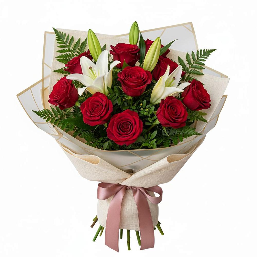 Букет цветов из: Лилии и Розы в Михайловке Иркутской области