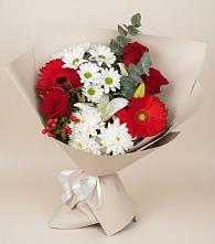 Букет цветов из:  Розы, Хризантемы, Герберы и Лилии в Михайловке Иркутской области