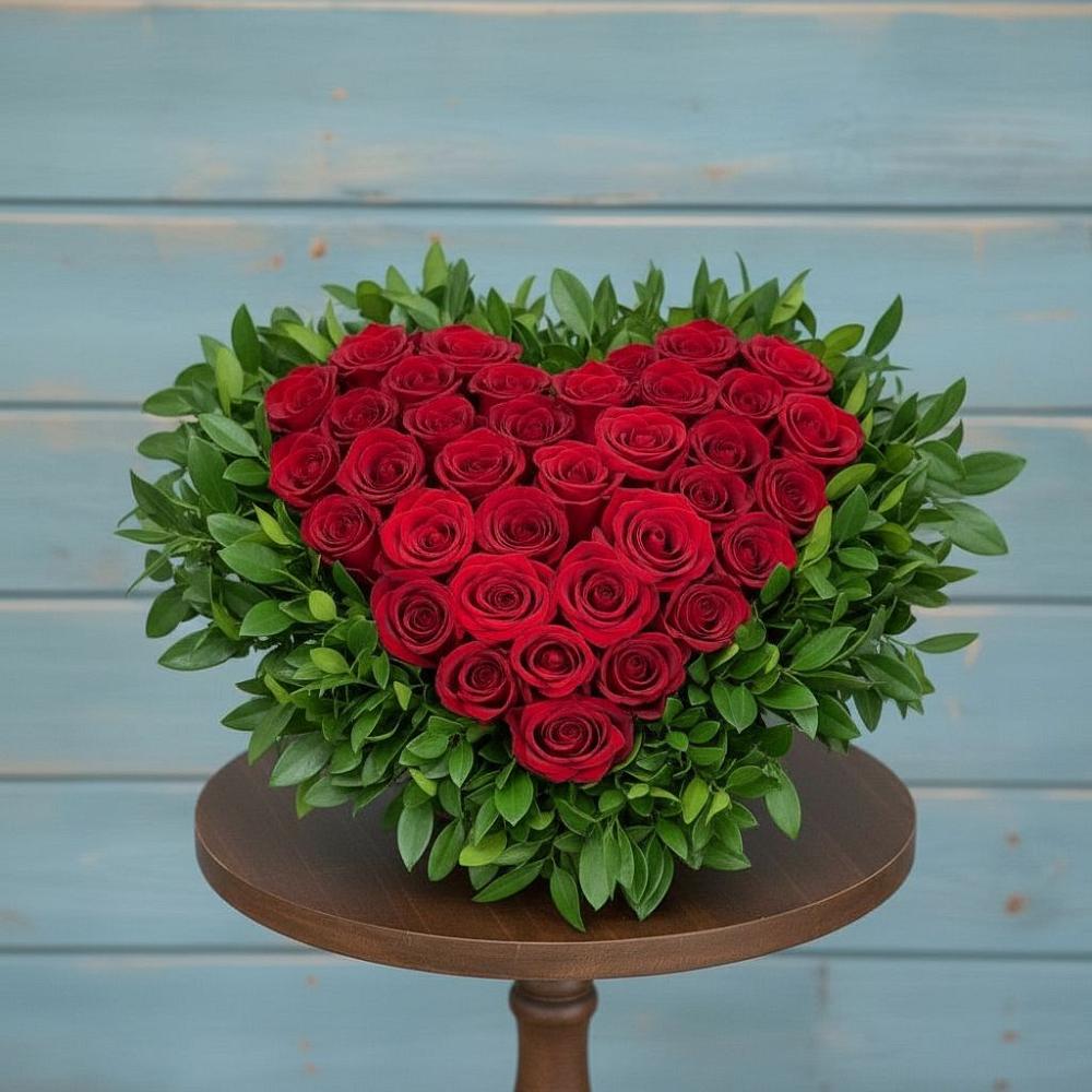 Цветочная композиция из Розы в виде сердца в Михайловке Иркутской области