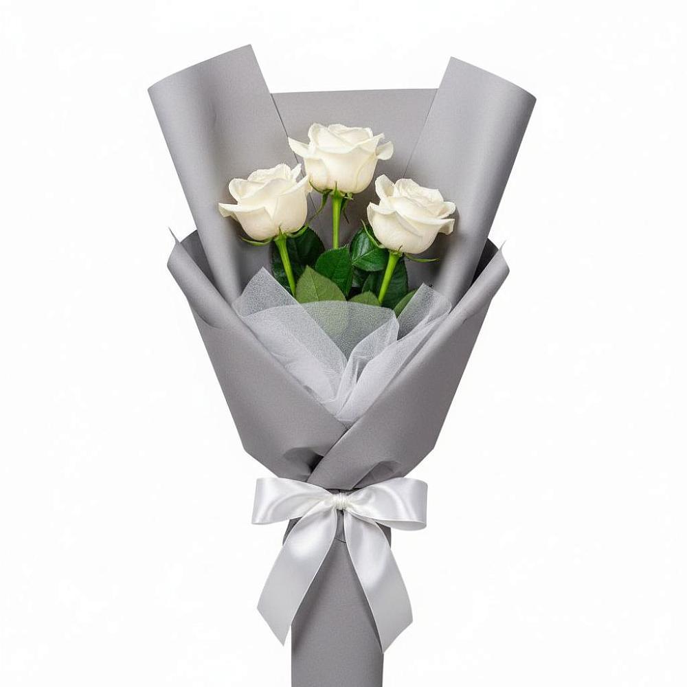 Букет 3 белые розы в Михайловке Иркутской области