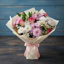 Букет цветов из:  Хризантемы, Альстромерии и Розы в Михайловке Иркутской области