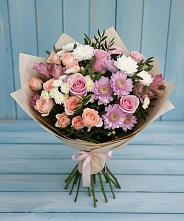 Букет цветов из:  Хризантемы, Розы и Альстромерии в Михайловке Иркутской области