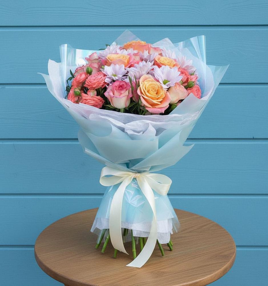 Букет цветов из: Хризантемы и Розы в Михайловке Иркутской области